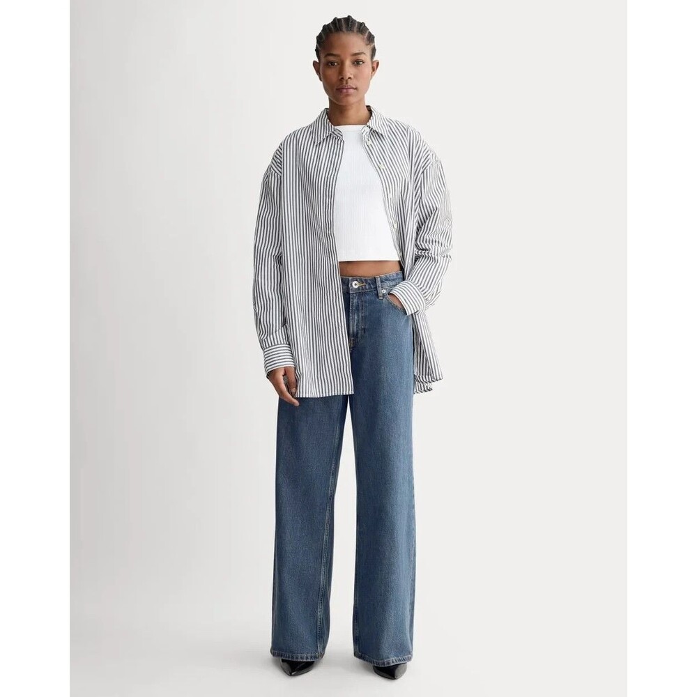 EVERLANE The Low-Key Jean 26R Med Blue Wide Leg Full Length Slouchy NEW B9